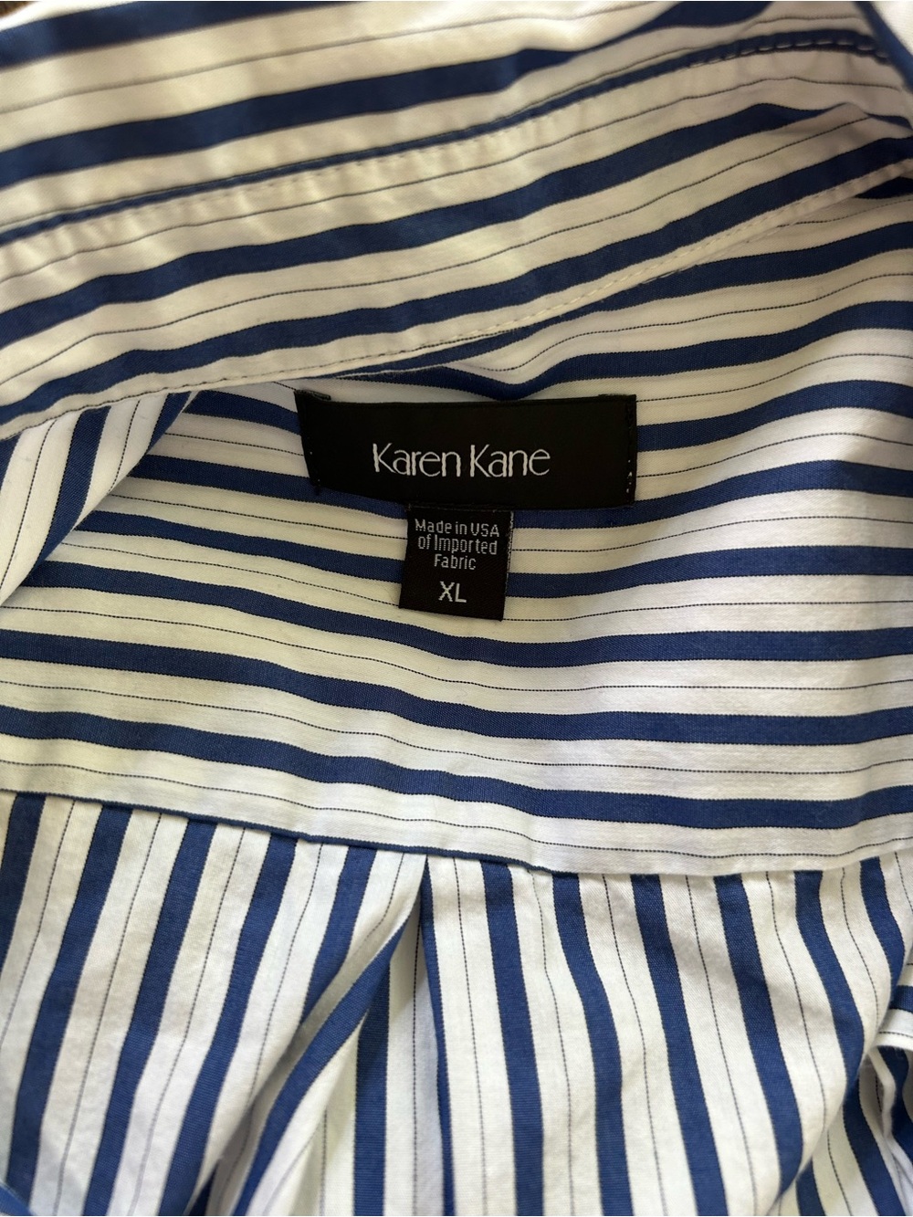 Karen Kane Navy and White Striped Button-Front Shirt Dress - Picture 7 of 8